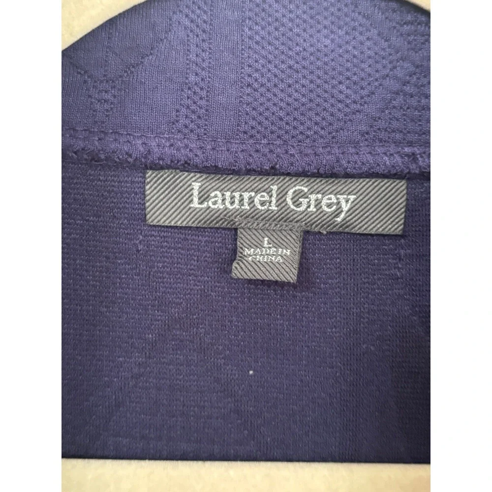 Laurel‎ Grey Textured Zip Jacket Navy Minimalist Quiet Luxury Career L